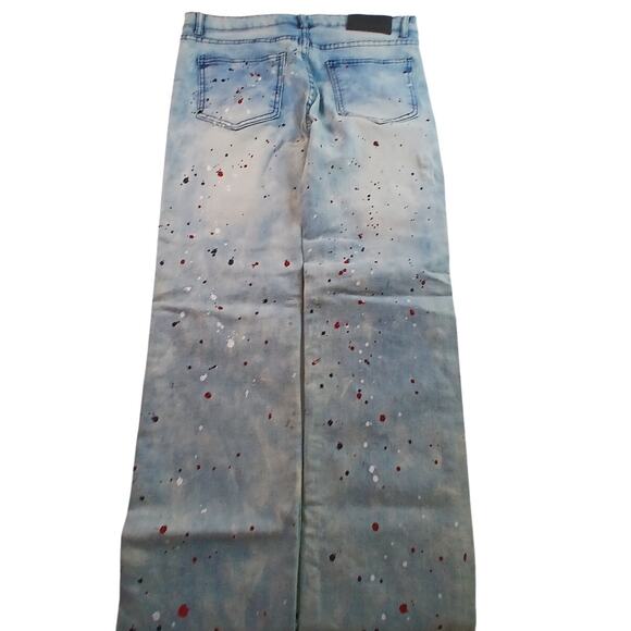 Encrypted Boys Blue Denim Graphic Rip Jeans - Size 18 - Picture 4 of 5